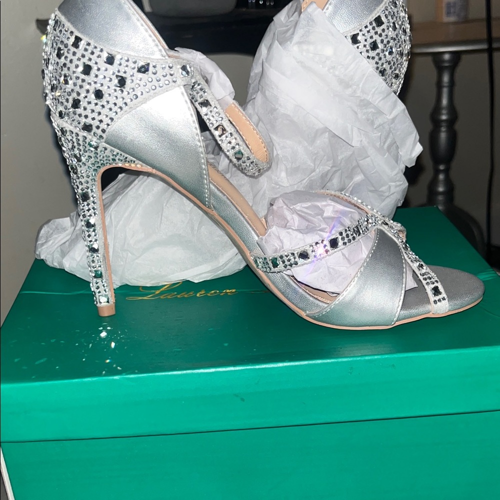 Brand new Lauren Lorraine Silver Sparkle Heels